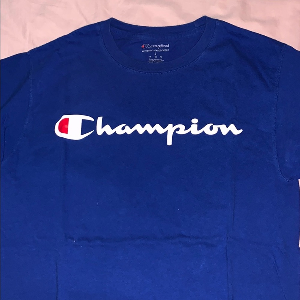 blue champion t shirt
